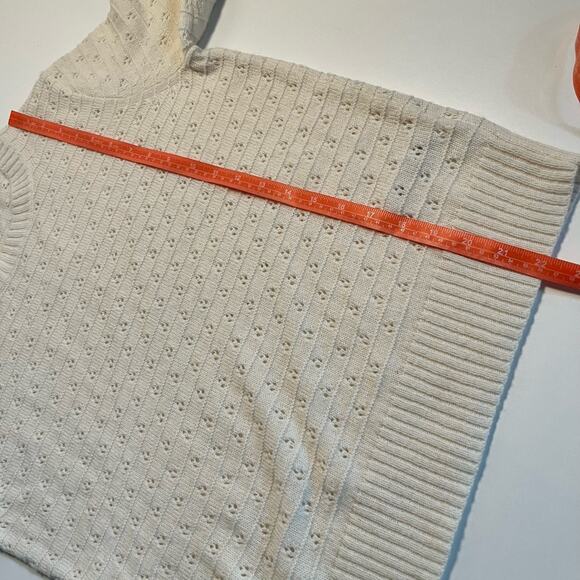 J. Crew Sweater Medium Open Knit Eyelet Cream Ivory Crewneck Alpaca Wool - Picture 7 of 10